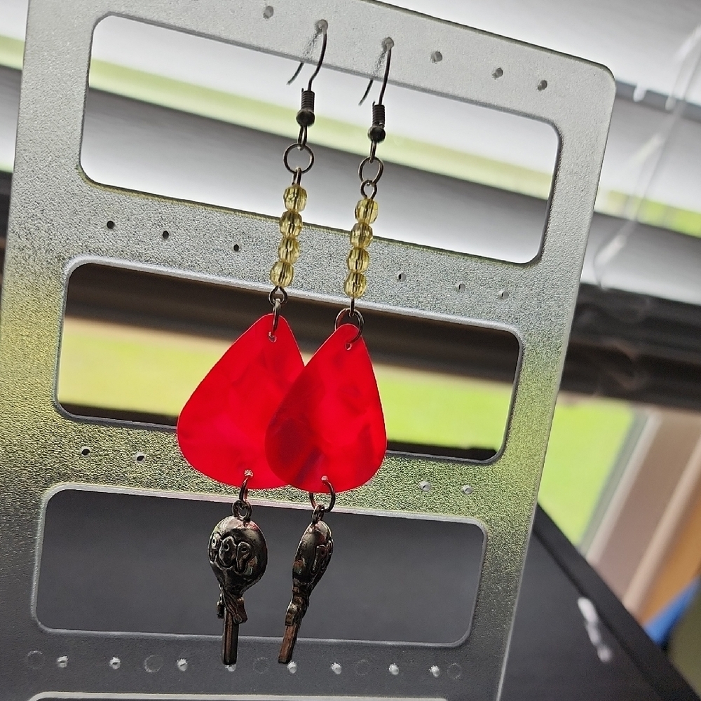 Handmade hot pink Dangle Earrings lolipop charms
